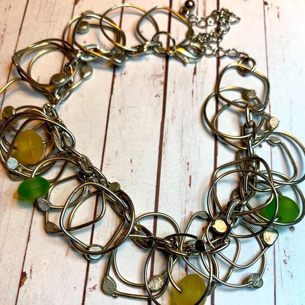 💄Artisan Silver & Resin beaded Bracelet